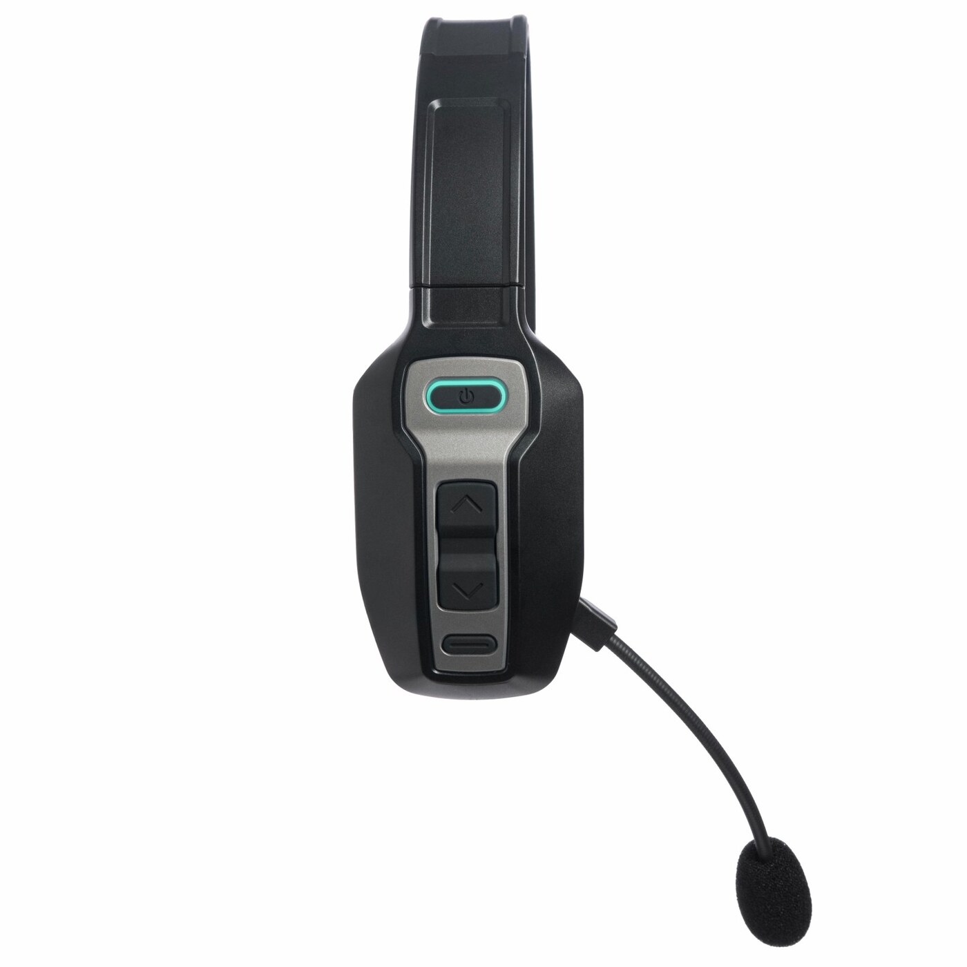 Black & Gray headset shown from the side on white